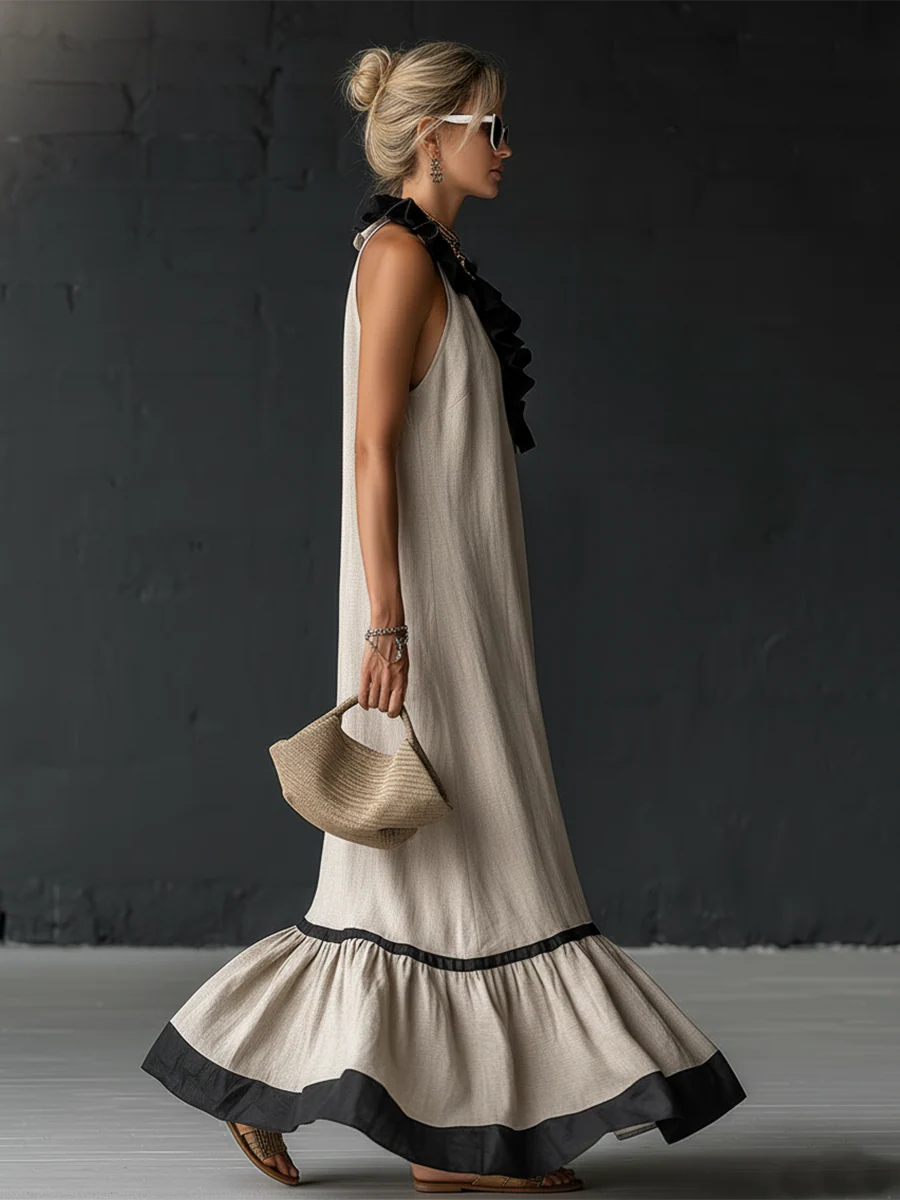 Nathalie | Vestido largo romántico con volantes