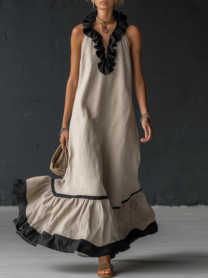 Nathalie | Vestido largo romántico con volantes