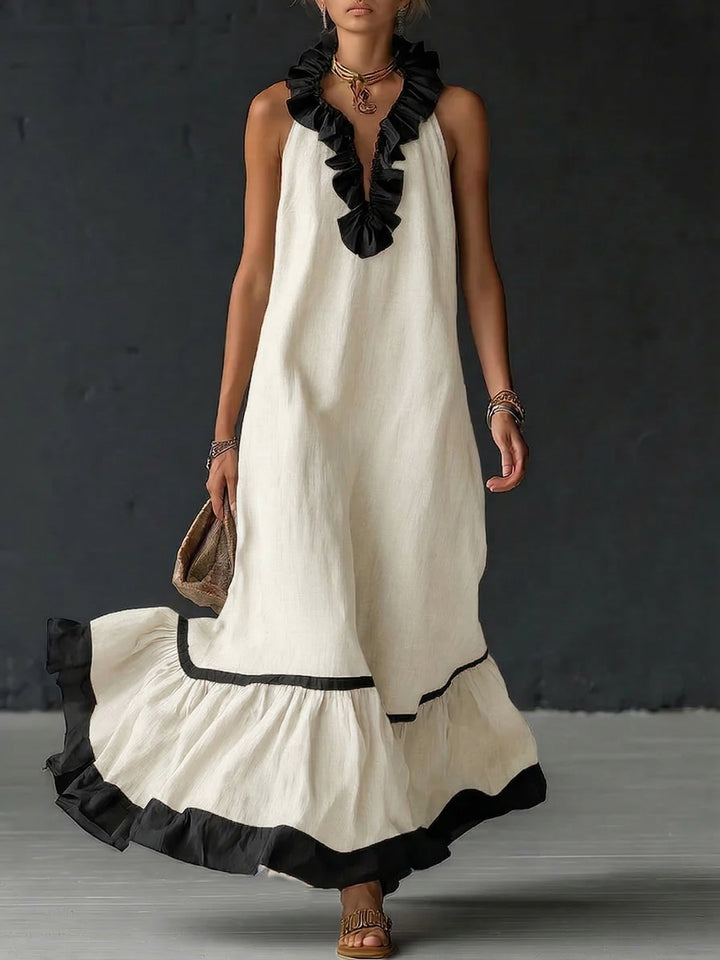 Nathalie | Vestido largo romántico con volantes
