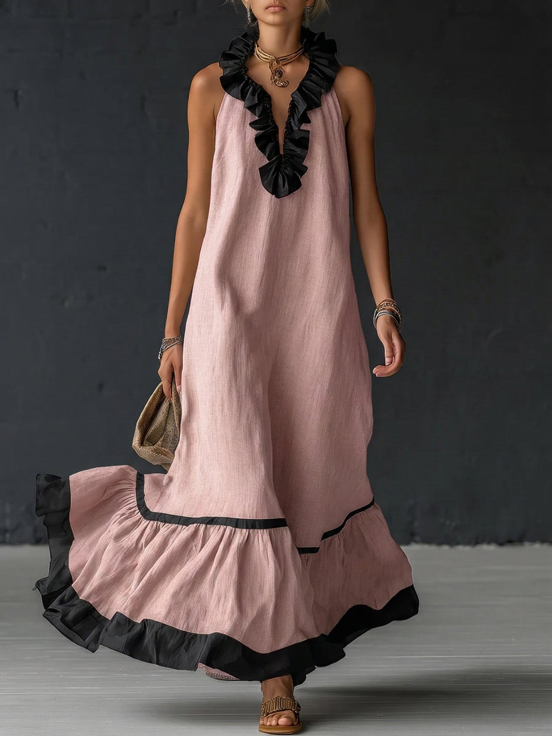 Nathalie | Vestido largo romántico con volantes
