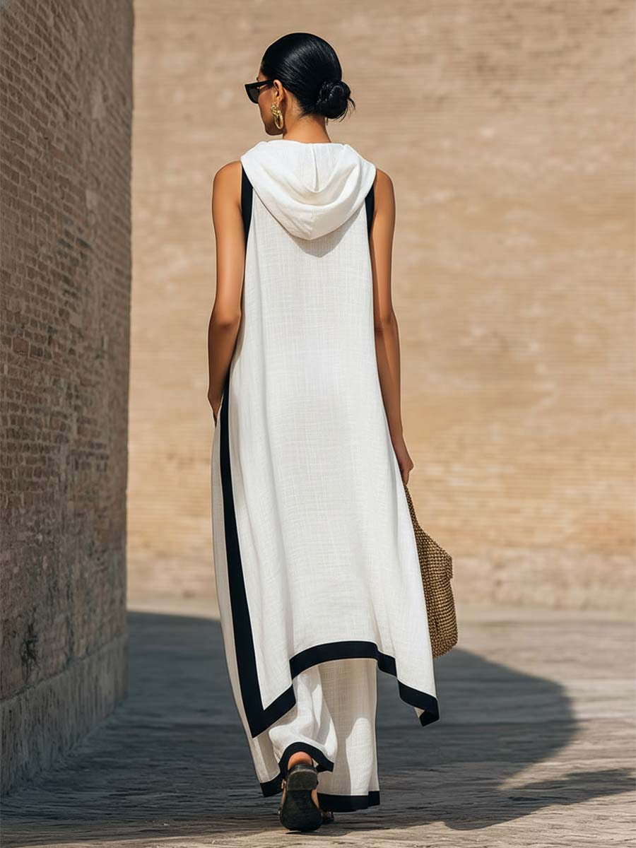 Angela | Conjunto elegante de dos piezas en lino y algodón con corte artístico