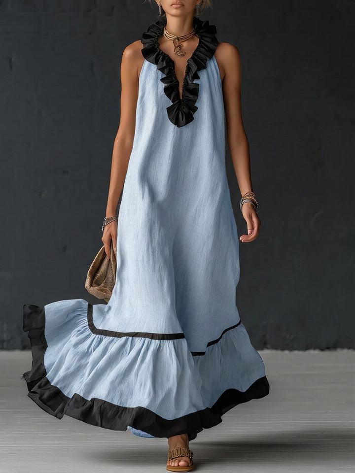 Nathalie | Vestido largo romántico con volantes