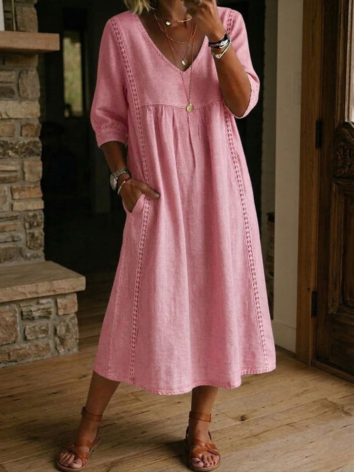 Aurélie | Vestido holgado de lino y algodón con encaje