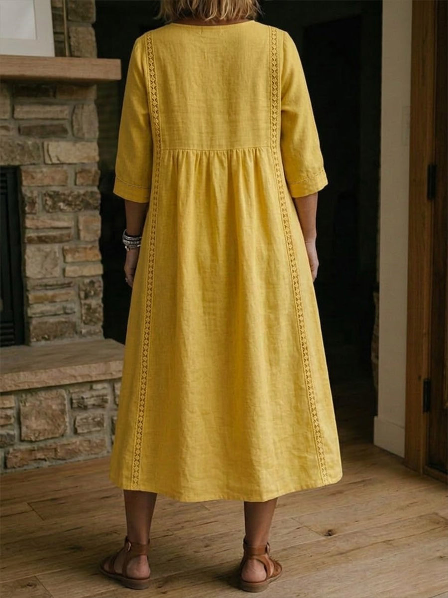 Aurélie | Vestido holgado de lino y algodón con encaje