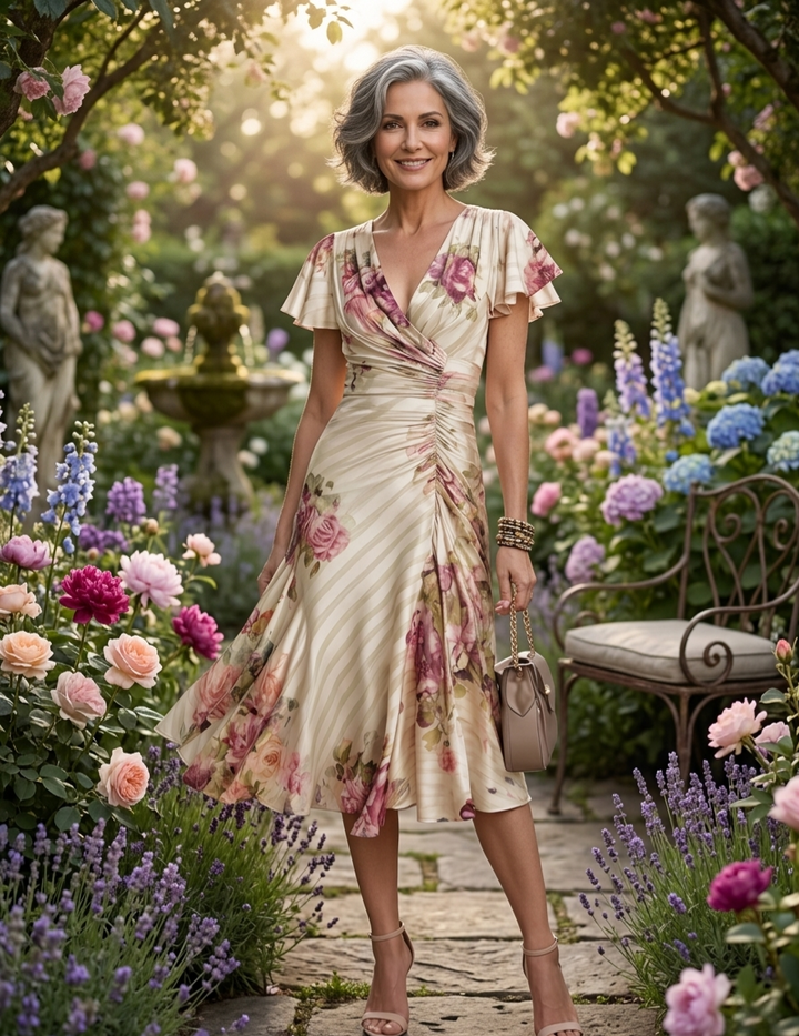 Alba | Vestido midi satén floral