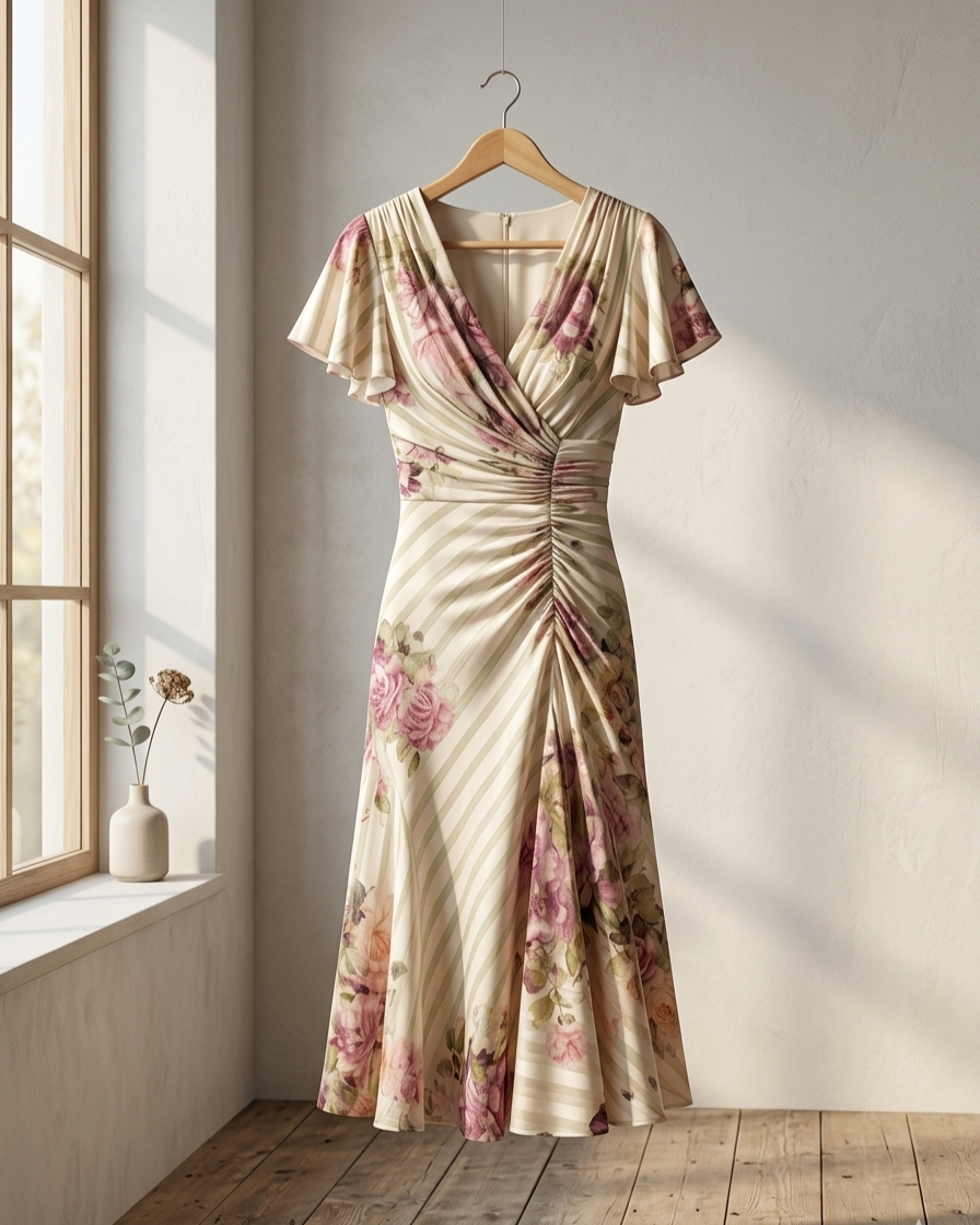Alba | Vestido midi satén floral