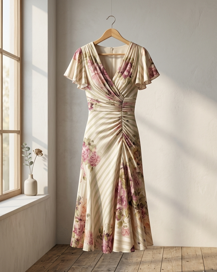 Alba | Vestido midi satén floral