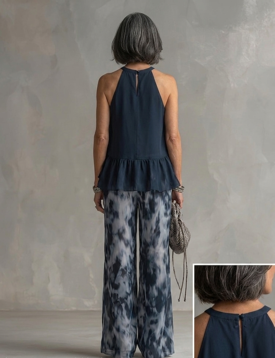 Maria | Conjunto elegante de gasa estampado