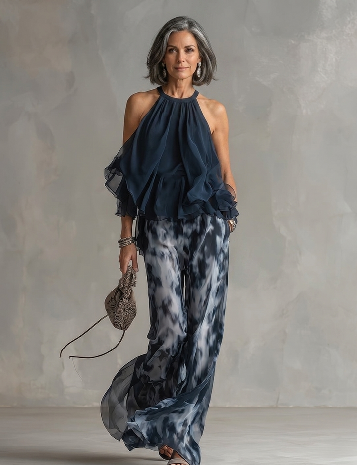 Maria | Conjunto elegante de gasa estampado