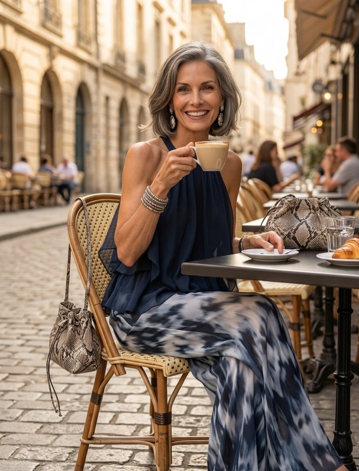 Maria | Conjunto elegante de gasa estampado
