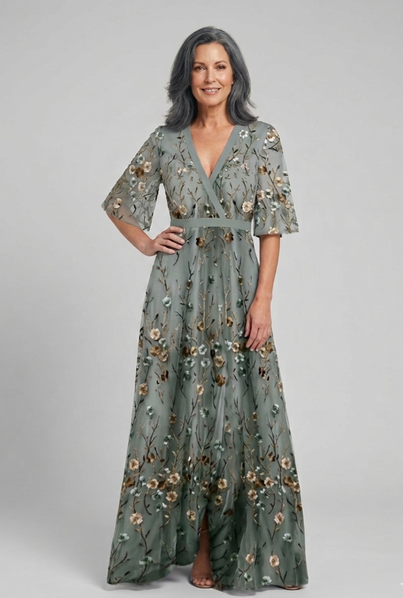Manuela | Vestido largo floral cuello V
