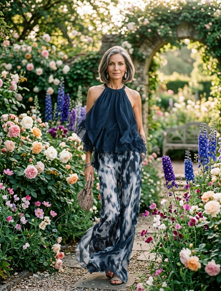 Maria | Conjunto elegante de gasa estampado