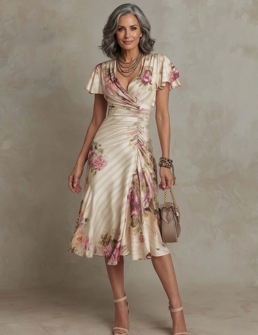 Alba | Vestido midi satén floral