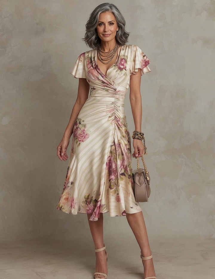 Alba | Vestido midi satén floral