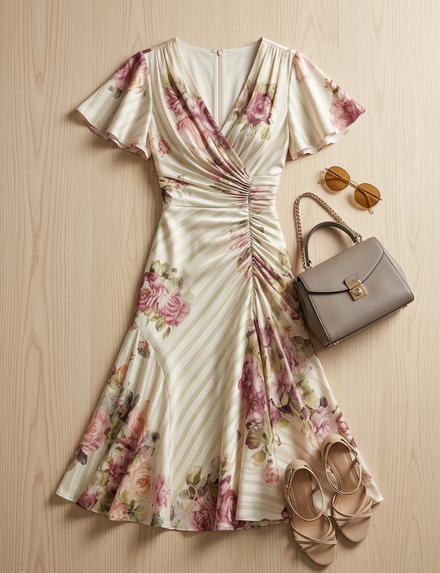 Alba | Vestido midi satén floral