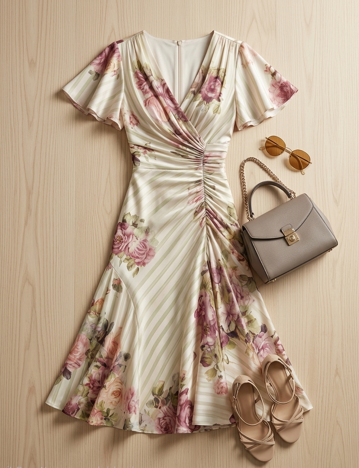 Alba | Vestido midi satén floral