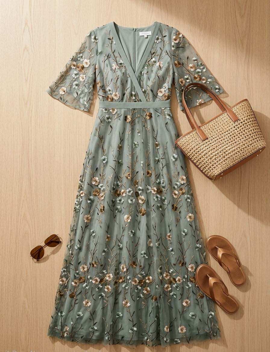Manuela | Vestido largo floral cuello V