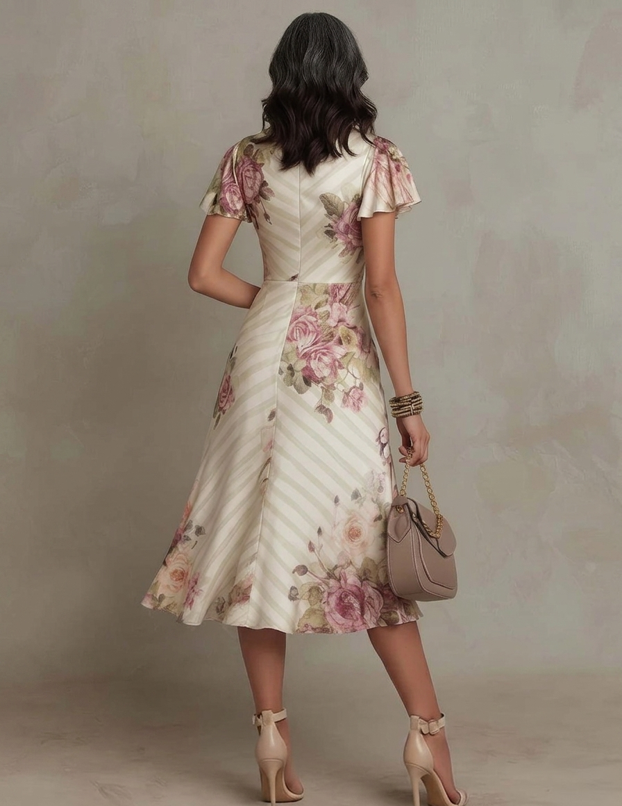 Alba | Vestido midi satén floral