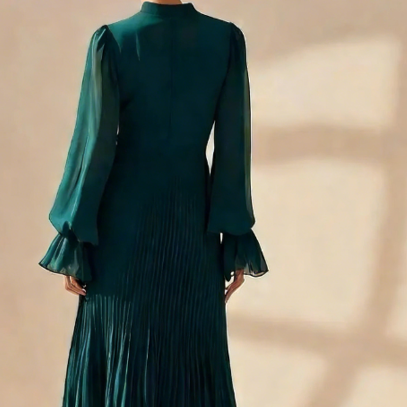 Martina | Vestido midi plisado con volantes